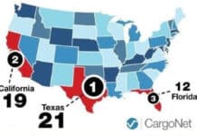 top 3 states for cargo thefts